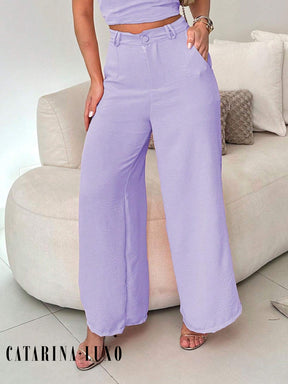 Conjunto Calça Pantalona E Cropped Tomara Que Caia Miriam