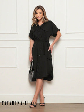Vestido Chemise Botões E Cinto