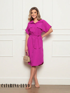 Vestido Chemise Botões E Cinto