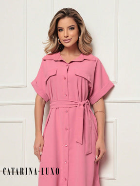 Vestido Chemise Botões E Cinto
