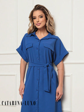 Vestido Chemise Botões E Cinto