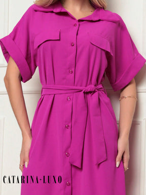 Vestido Chemise Botões E Cinto
