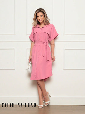 Vestido Chemise Botões E Cinto