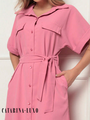 Vestido Chemise Botões E Cinto