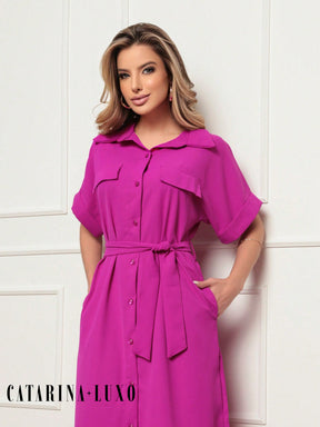Vestido Chemise Botões E Cinto