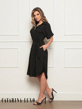 Vestido Chemise Botões E Cinto P / Preto