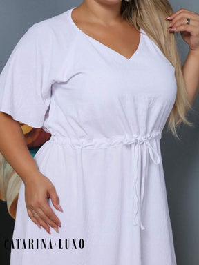 Vestido Com Manga Esvoaçante E Cinto De Amarração Bárbara