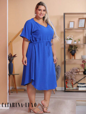 Vestido Com Manga Esvoaçante E Cinto De Amarração Bárbara