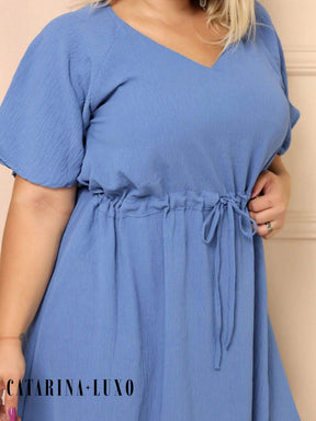 Vestido Com Manga Esvoaçante E Cinto De Amarração Bárbara