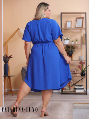 Vestido Com Manga Esvoaçante E Cinto De Amarração Bárbara