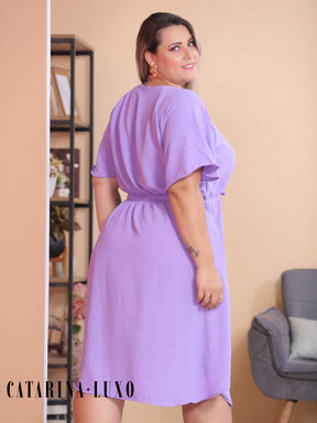 Vestido Com Manga Esvoaçante E Cinto De Amarração Bárbara