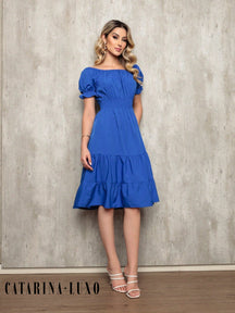 Vestido Midi Curto Larissa Azul Royal / P Vestidos Midi Femininos