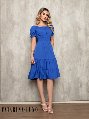 Vestido Midi Curto Larissa Azul Royal / P Vestidos Midi Femininos