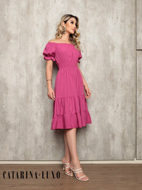 Vestido Midi Curto Larissa Pink / P Vestidos Midi Femininos